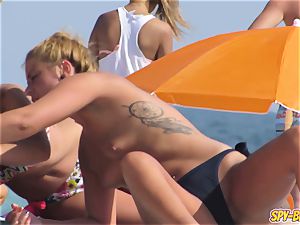 warm bikini teens thong bra-less spycam Spy Beach