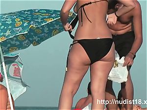 nude beach spycam video of super-hot playful nudists in water